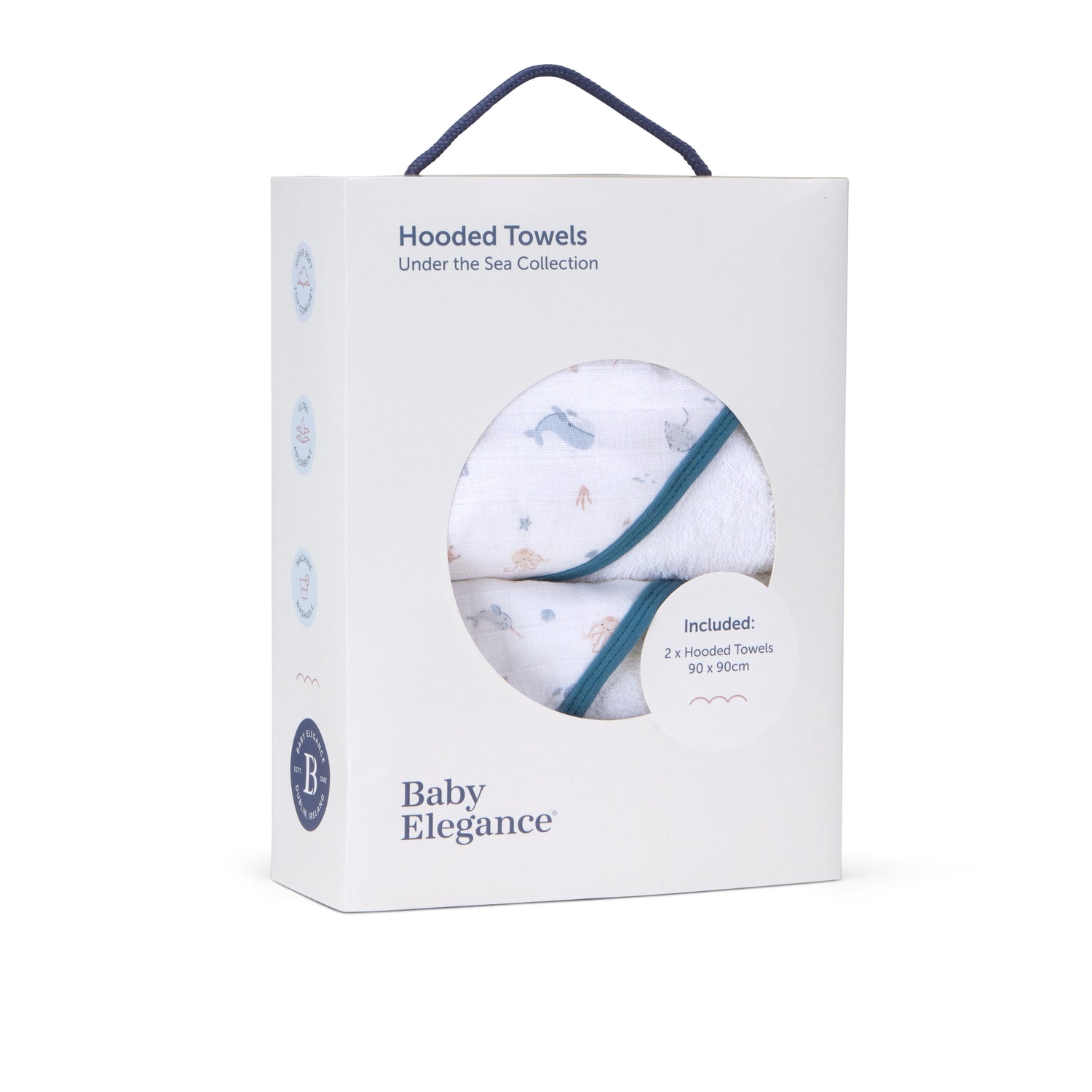 Kapuzenhandtuch - Unter dem Meer - 90 x 90cm - 2Stk