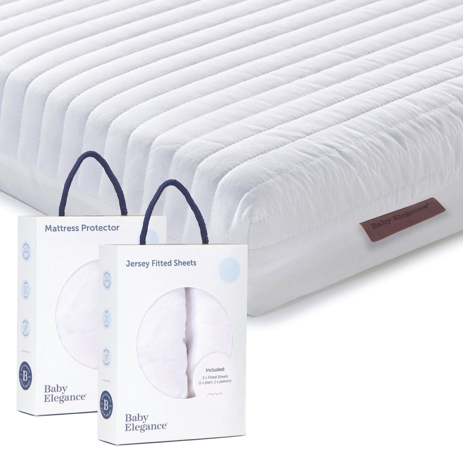 Cot Bed Mattress (Micro Pocket Spring), Sheets & Mattress Protector Bundle