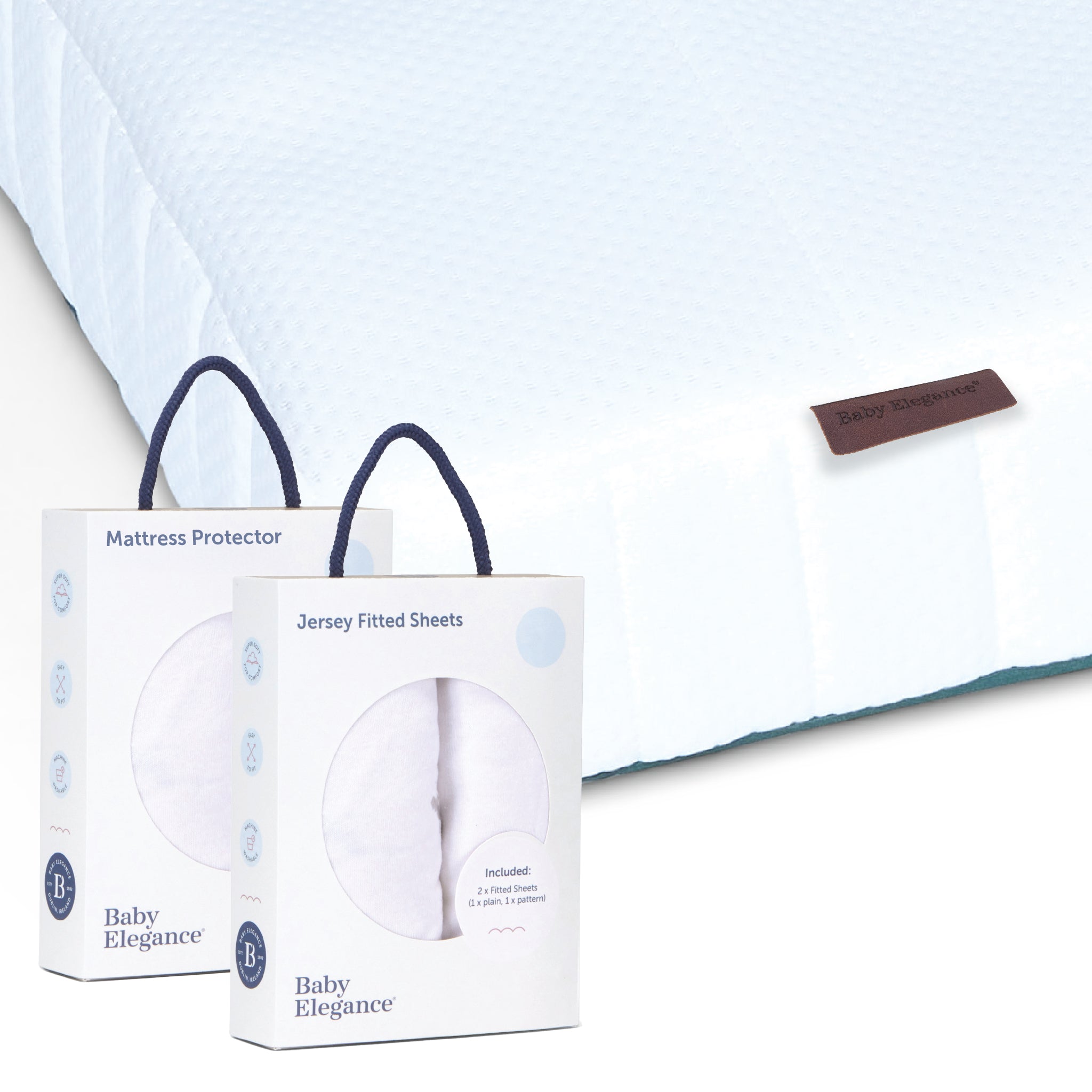 Cot Bed Mattress (Stratus Fibre), Sheets & Mattress Protector Bundle