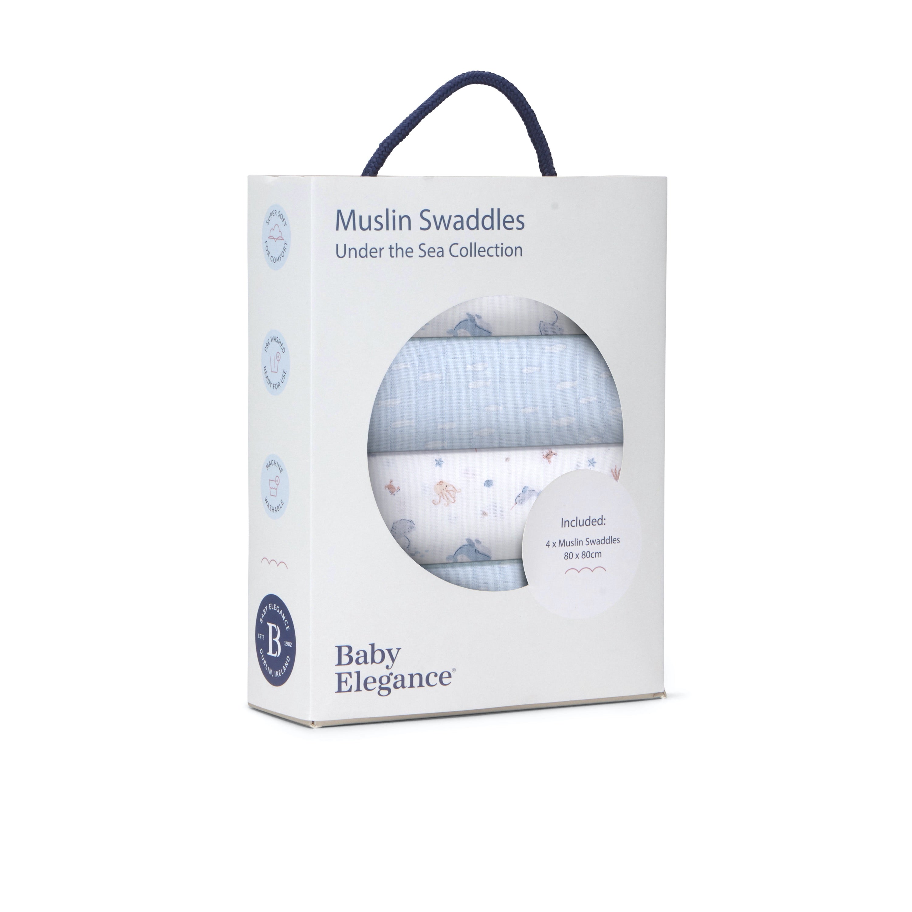 Musselin-Wickeltücher - Unter dem Meer - 80 x 80 cm - 4er-Pack