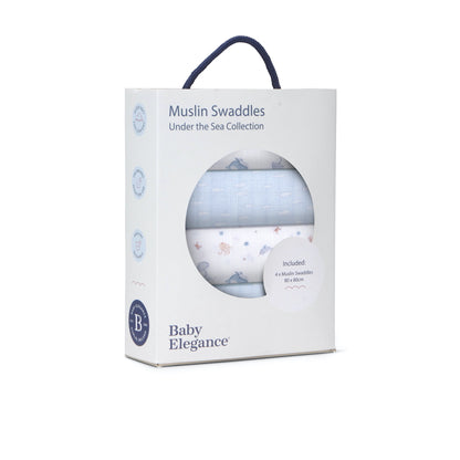 Musselin-Wickeltücher - Unter dem Meer - 80 x 80 cm - 4er-Pack