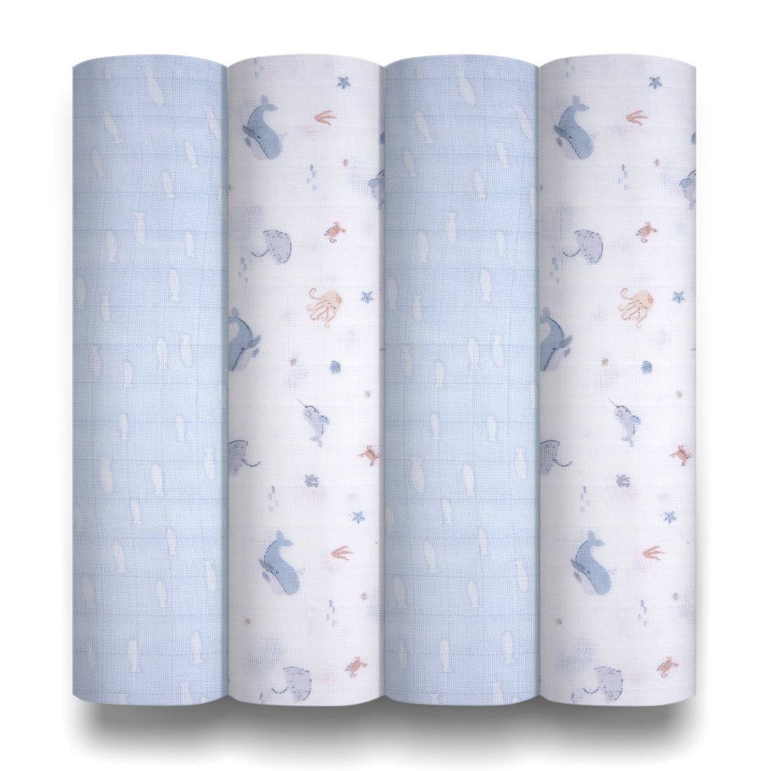 Musselin-Wickeltücher - Unter dem Meer - 80 x 80 cm - 4er-Pack