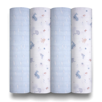 Musselin-Wickeltücher - Unter dem Meer - 80 x 80 cm - 4er-Pack
