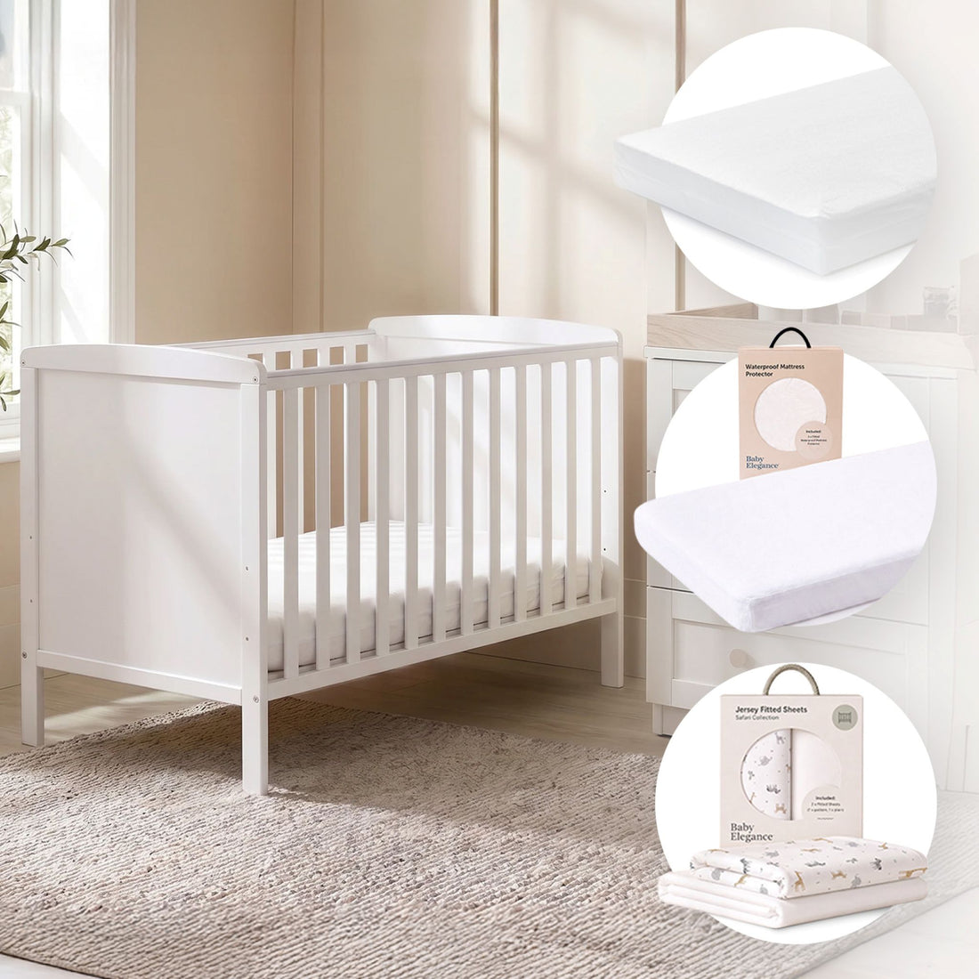Elle Kinderbett, Matratze, Laken und Matratzenschoner-Paket