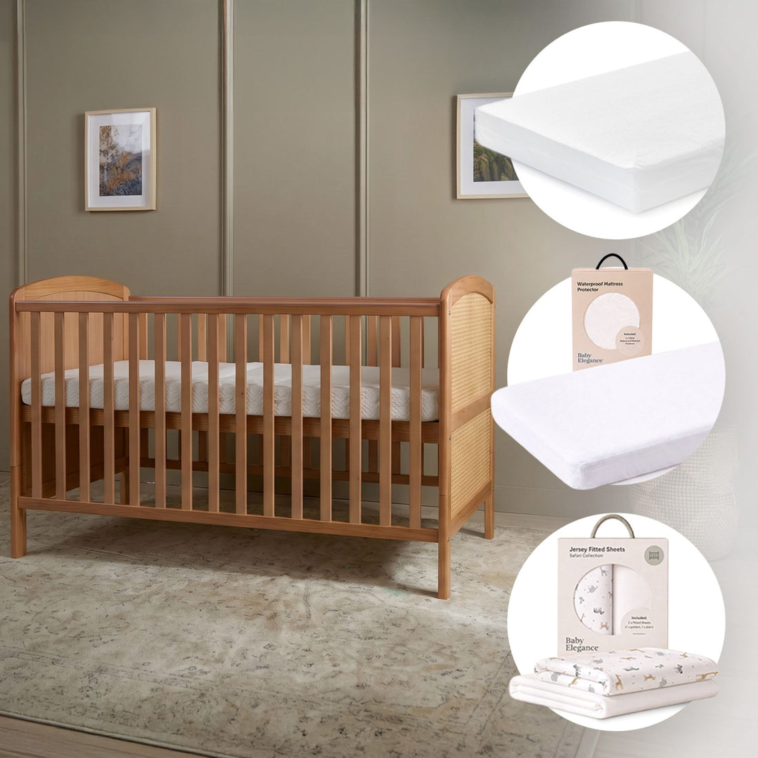 Heuston-Kinderbett-Set mit Matratze, Bettwäsche und Matratzenschoner