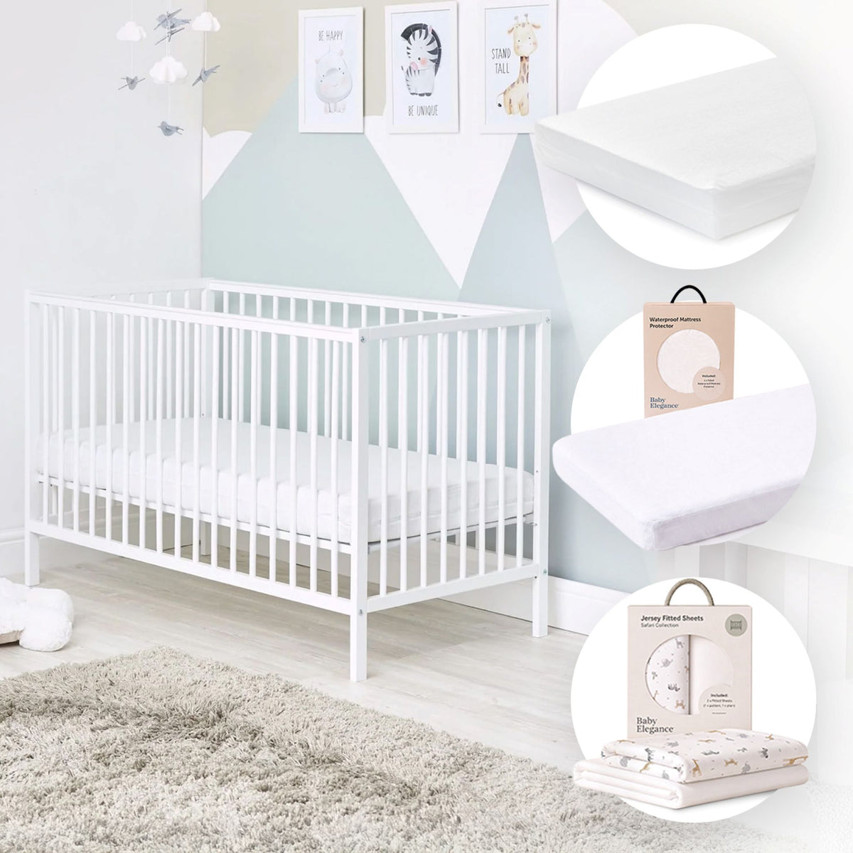 Kim Kinderbett, Matratze, Laken und Matratzenschoner-Paket