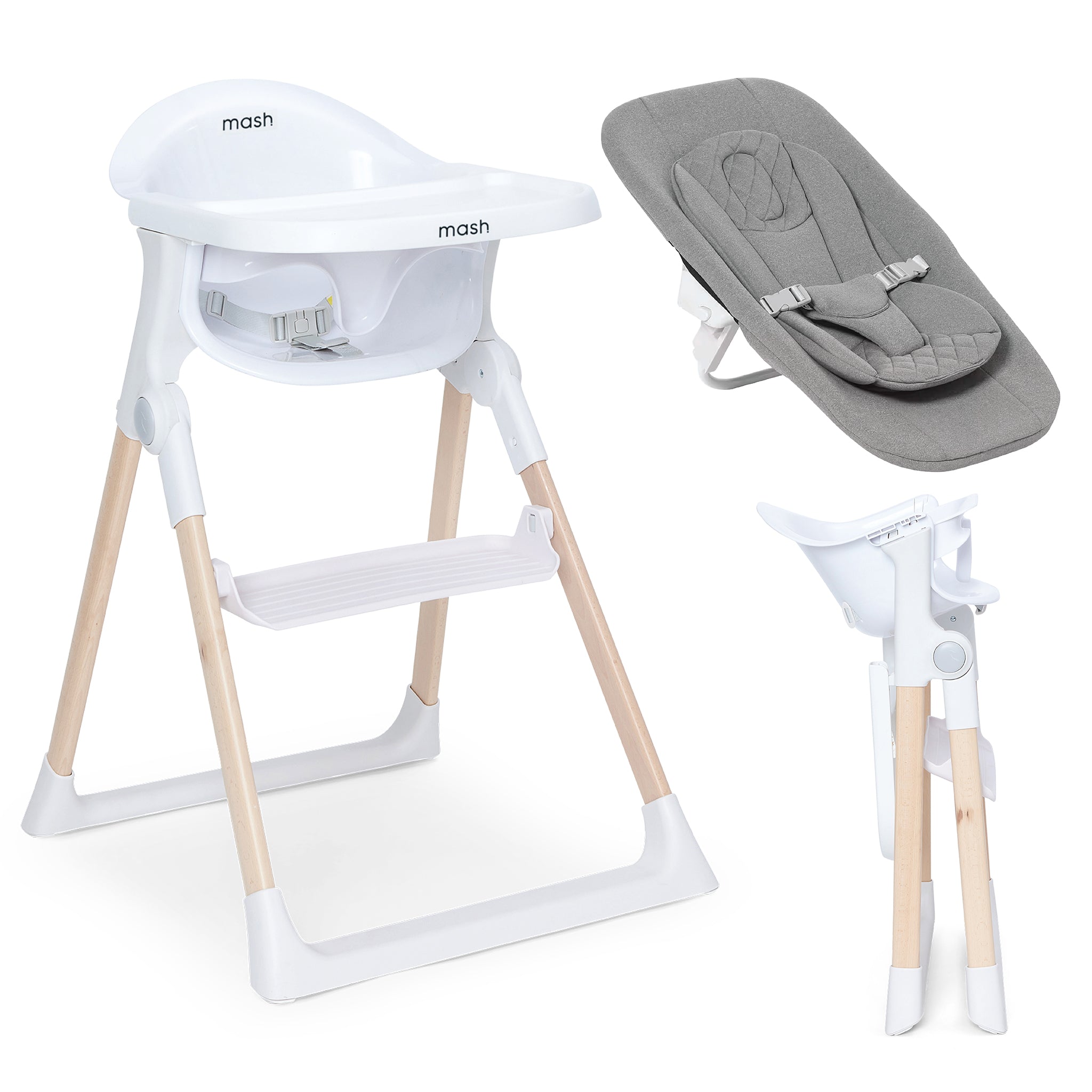 Mash High Chair &amp; Newborn Seat - White